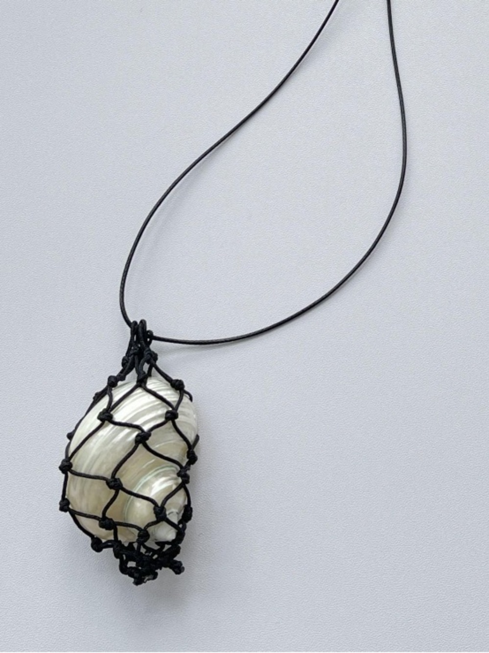 NEW Mayamar Abalone Shell Pendant Necklace Cord Net and Conch Coastal Beachy